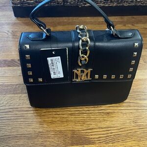 Badgley Mischka Black Satchel with Gold Hardware